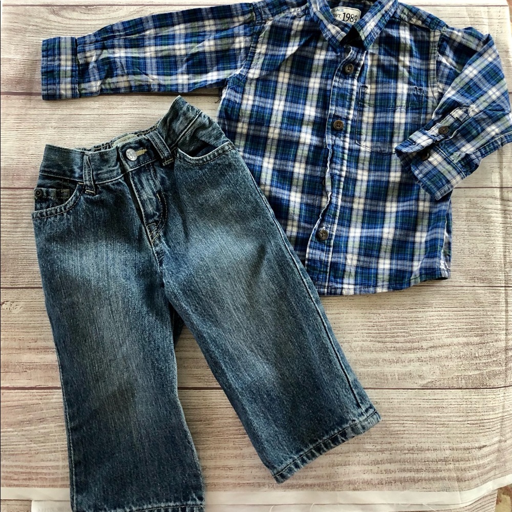 Place Est 1989 Outfit 12-18 Mo Jeans/Button Down